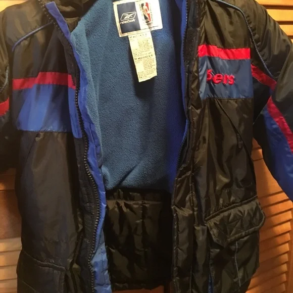 Reebok Black, Blue & Red 76ers Jacket
